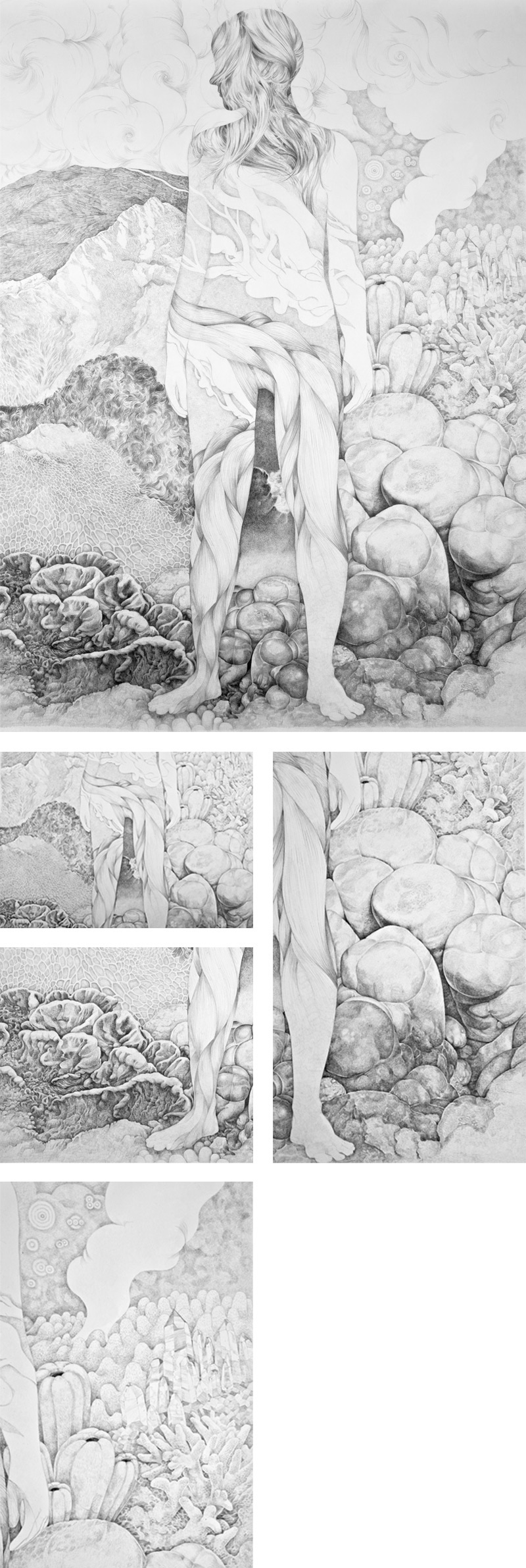 big pencil drawing, surreal anatomy, innerspace