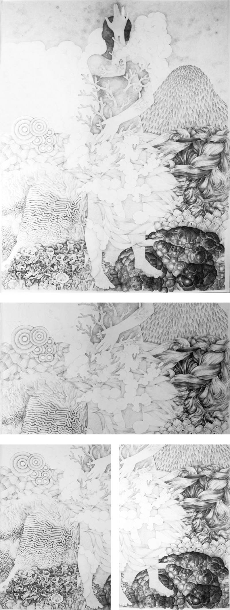 big pencil drawing, surreal anatomy, innerspace