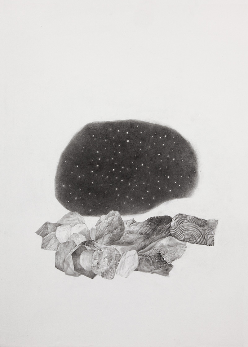 ppencil drawing, archaic rocky landscape   