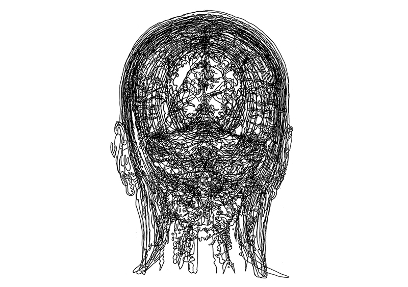 head drawing, CT scan drawing