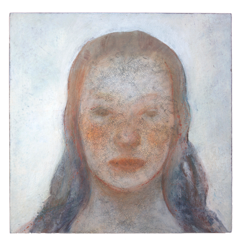 oil painting on wood, craquelure painting