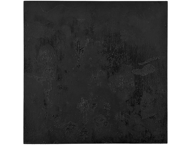 oil on wood painting, black materic painting, 