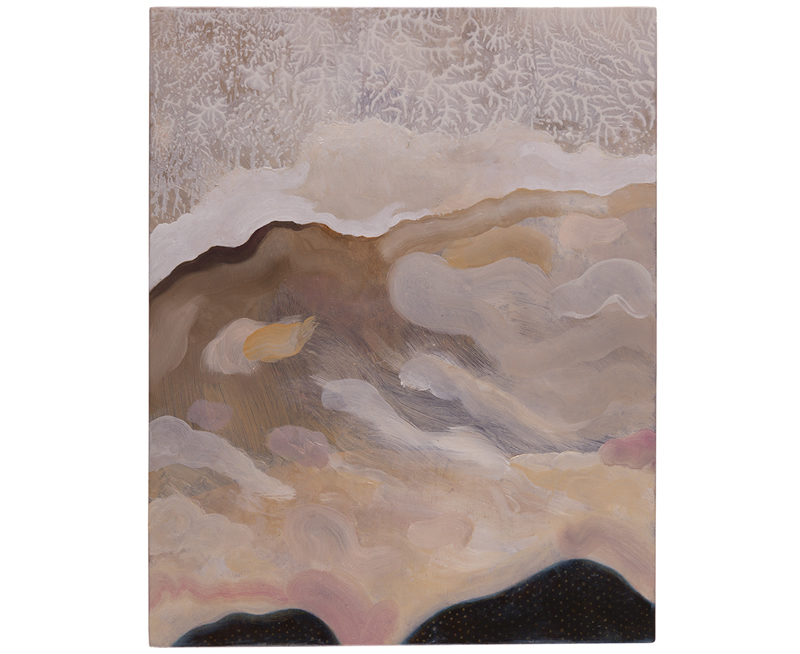 oilpainting on wood, windy landscape