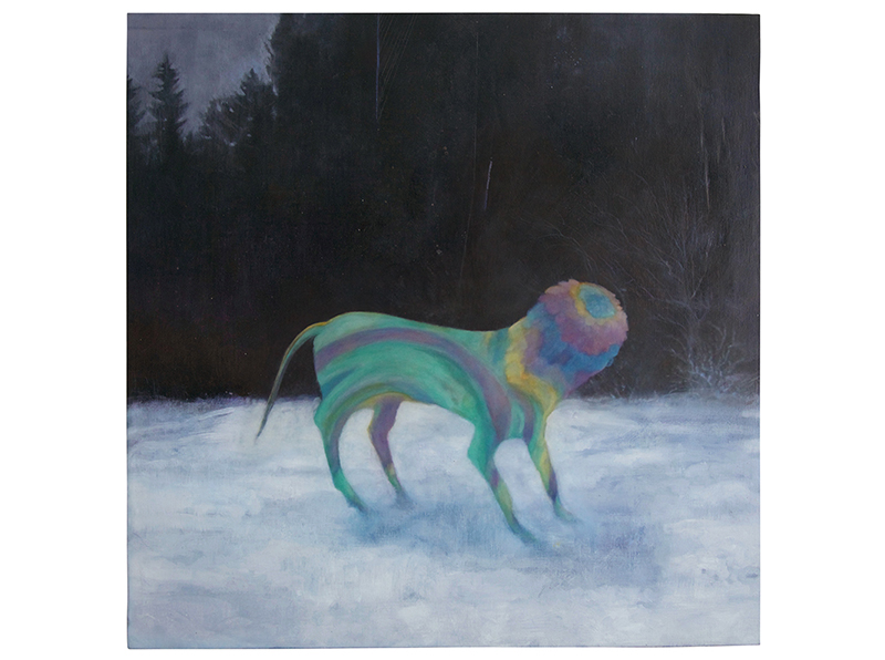 oil on wood painting, surreal, somber colours