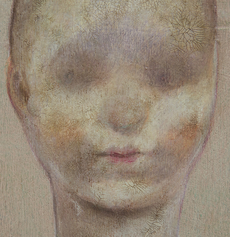 oil painting on wood, craquelé, craquelure